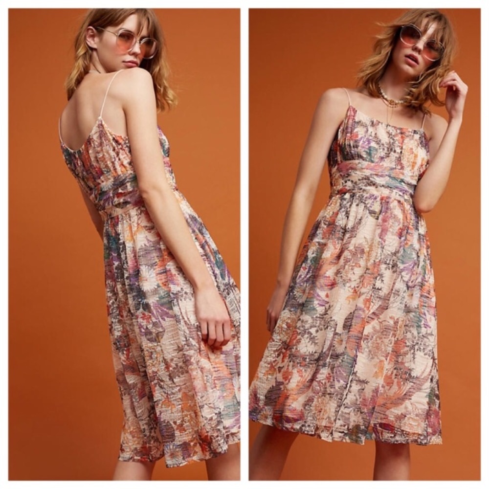 Anthro Floral Lace Midi Dress